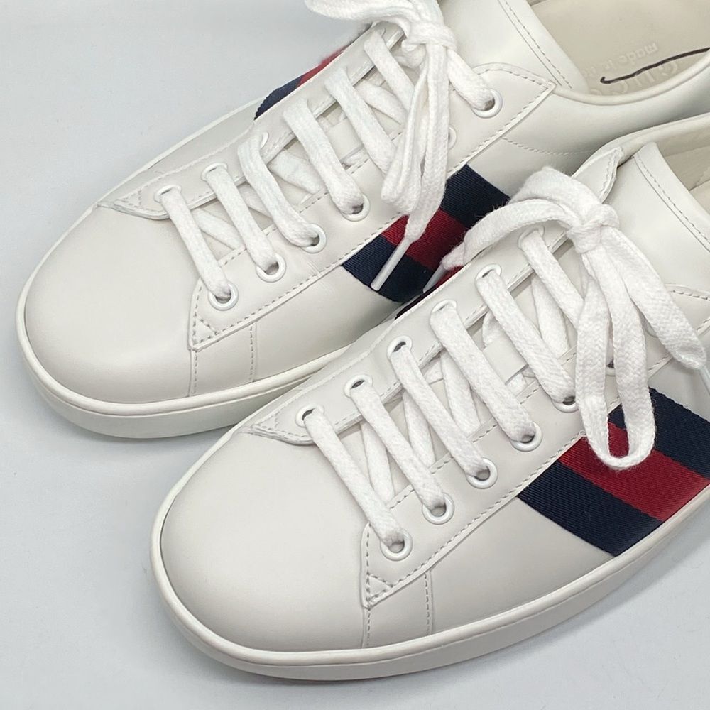Gucci New Ace Leather Sneakers size 8.5/us size 9.5 - Picture 7 of 12